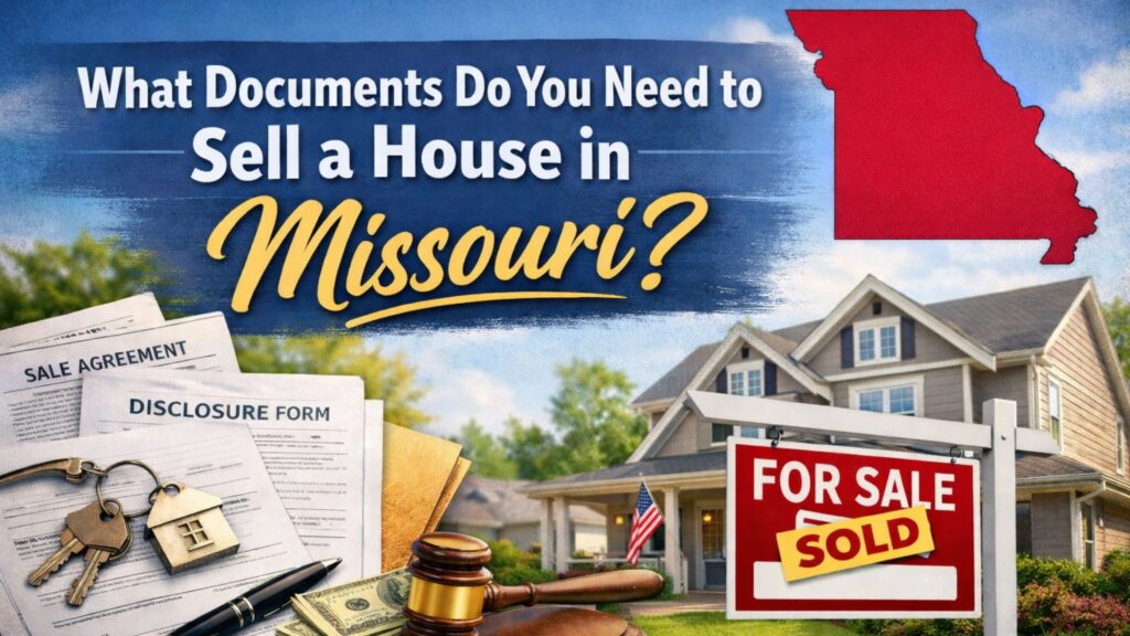 # What Documents Do You Need to Sell a House in Missouri? **SEO Title:** What Documents Do You Need to Sell a House in Missouri? (2025 Guide) **Meta Description:** Wondering what documents you need to sell a house in Missouri? This complete guide covers every form, disclosure, and legal paper required for a smooth home sale. --- Selling a house in Missouri involves more than just finding a buyer and agreeing on a price. You need to gather the right documents to complete the transaction legally and protect yourself from future liability. Missing even one form can delay your closing or create legal problems down the road. Whether you're selling through a real estate agent, handling a for-sale-by-owner transaction, or working with a cash home buyer, you'll need many of the same core documents. The good news? Once you understand what's required, gathering everything becomes much easier. This guide walks you through every document you need to sell a house in Missouri. We'll cover ownership papers, disclosure forms, financial documents, and everything else required for a successful sale. ## What Are the Core Documents Required to Sell a House in Missouri? Let's start with the essential paperwork every Missouri home seller needs. These documents establish your legal right to sell and provide buyers with critical information about the property. ### Property Deed The deed proves you own the home and have the right to sell it. In Missouri, you'll need to provide the original deed showing how you acquired the property. This document contains the legal description of your property, your name as the owner, and information about how ownership was transferred to you. If you can't find your original deed, don't panic. You can obtain a copy from the county recorder's office in the county where your property is located. Most Missouri counties charge a small fee for copies, typically around $5 to $15. ### Title Report and Title Insurance A title search confirms there are no liens, encumbrances, or ownership disputes affecting your property. In Missouri, a title company typically handles this process. The report shows the complete ownership history and reveals any potential issues that could prevent the sale. Title insurance protects the buyer against future claims or disputes over ownership. While the buyer usually purchases their own policy, sellers often pay for the owner's title insurance policy as part of closing costs in Missouri. ### Property Survey A survey shows the exact boundaries of your property. While not always required in Missouri, many buyers and lenders request one. If you had a survey done when you purchased the home, you can often use that document. Otherwise, you may need to hire a licensed surveyor to create a new one. Surveys become especially important when there are questions about property lines, easements, or encroachments. Having one ready can prevent disputes and speed up the closing process. ## What Disclosure Documents Does Missouri Law Require? Missouri has specific disclosure requirements that protect buyers from purchasing properties with hidden defects. Failing to provide these disclosures can expose you to lawsuits after the sale. ### Seller's Disclosure Statement Missouri law requires sellers to disclose known material defects in the property. The seller's disclosure statement covers the condition of major systems and components including the roof, foundation, plumbing, electrical, heating, and cooling systems. You must disclose any problems you know about, even if they've been repaired. This includes past issues with water damage, mold, pest infestations, or structural problems. Honesty on this form protects you from future legal action. The disclosure statement also asks about environmental hazards, neighborhood nuisances, and any ongoing disputes that might affect the property. ### Lead-Based Paint Disclosure Federal law requires this disclosure for any home built before 1978. You must inform buyers about known lead-based paint hazards and provide them with an EPA pamphlet about lead paint risks. Buyers have the right to conduct lead paint inspections, and you must give them 10 days to do so unless they waive this right in writing. This requirement applies regardless of how you sell the home. ### Property Condition Addendum This document provides additional details about the property's condition beyond the standard disclosure. It covers items like the age of major appliances, warranty information, and any recent repairs or improvements. Many Missouri real estate contracts include this as a standard attachment. If you're selling without an agent, you can find templates through the Missouri Association of Realtors or work with a real estate attorney. ## What Financial Documents Are Needed to Sell a House in Missouri? Financial paperwork shows what you owe on the property and helps calculate your net proceeds from the sale. ### Current Mortgage Statement Your most recent mortgage statement shows your loan balance, interest rate, and payment information. This document helps calculate how much you'll receive after paying off your mortgage at closing. If you have multiple loans on the property, including home equity lines of credit or second mortgages, you'll need statements for each one. ### Property Tax Records Buyers want to know what they'll pay in property taxes. Provide your most recent property tax bill showing the assessed value and annual tax amount. In Missouri, property taxes are paid in arrears, so you'll likely prorate taxes with the buyer at closing. The county assessor's office can provide copies of tax records if you've misplaced yours. ### Payoff Letter This official document from your lender states the exact amount needed to pay off your mortgage on a specific date. The payoff amount differs from your statement balance because it includes interest calculated through the closing date and any fees. Your lender typically takes a few days to generate this letter, so request it early in the selling process. ### HOA Documents If your property is part of a homeowners association, you'll need to provide buyers with HOA documents. These include the bylaws, CC&Rs (covenants, conditions, and restrictions), recent meeting minutes, and financial statements. You'll also need a statement showing your account is current and any upcoming special assessments. HOA fees and any outstanding balances are typically prorated at closing. ## What Contract Documents Are Required for a Missouri Home Sale? These documents formalize the agreement between you and the buyer. ### Purchase Agreement The purchase agreement is the central document in any real estate transaction. It outlines the sale price, earnest money amount, contingencies, closing date, and what's included in the sale. In Missouri, real estate agents typically use standard forms approved by the Missouri Association of Realtors. If you're selling without an agent, consider having a real estate attorney prepare or review this document. The agreement should clearly state any items you're excluding from the sale, such as fixtures or appliances you plan to take with you. ### Earnest Money Receipt When a buyer submits earnest money to show they're serious about purchasing, you need documentation showing the deposit was received. This money typically goes into an escrow account held by the title company or real estate brokerage. The purchase agreement should specify how much earnest money is required and under what conditions it can be refunded. ### Counteroffer Documents If you receive an offer below your asking price, you'll respond with a counteroffer. This written document modifies the original offer with your proposed changes. Keep copies of all counteroffers to document the negotiation process. ### Addendums and Amendments These documents modify the original purchase agreement after it's been signed. Common addendums address inspection results, repair requests, closing date changes, or financing contingencies. Every change to the contract should be documented in writing and signed by both parties. ## What Documents Are Needed at Closing? The closing table requires several additional documents to complete the transfer of ownership. ### Settlement Statement (Closing Disclosure) This detailed breakdown shows all financial transactions in the sale. It lists the purchase price, prorated taxes, agent commissions, title fees, and every other cost. You'll see exactly how much money you'll receive after all deductions. Review this document carefully before closing. Any errors should be corrected before you sign. ### Warranty Deed In Missouri, sellers typically provide a warranty deed that guarantees you have clear ownership and the right to sell. This deed transfers ownership to the buyer and is recorded with the county recorder's office. The title company usually prepares this document, but verify that all information is correct before signing. ### Bill of Sale If personal property is included in the sale, such as appliances, outdoor furniture, or window treatments, a bill of sale documents what's being transferred. This keeps the items separate from the real estate transaction for legal purposes. ### Affidavit of Title This sworn statement confirms that you legally own the property and there are no undisclosed liens, claims, or parties with ownership rights. You're certifying that everything in the title report is accurate to the best of your knowledge. ### FIRPTA Affidavit The Foreign Investment in Real Property Tax Act requires certification that you're a U.S. citizen or resident alien. If you're not, the buyer must withhold a percentage of the sale price for taxes. Most sellers sign this form confirming their citizenship status. ## What Documents Do You Need for Special Selling Situations? Certain circumstances require additional paperwork. ### Documents for Inherited Property Selling an inherited home in Missouri requires proof of your right to sell. You'll need the death certificate, probate court documents, letters testamentary or letters of administration, and any trust documents if the property was held in a trust. If multiple heirs inherited the property, all must agree to the sale and sign the deed. ### Documents for Divorce Sales When selling a home during or after divorce, you'll need the divorce decree showing how the property should be divided. Both parties typically need to sign the deed unless the court awarded the property to one spouse exclusively. A separation agreement may also be required if the divorce isn't finalized yet. ### Documents for Selling With a Mortgage in Default If you're behind on payments and need to sell quickly, you may need additional documentation. This includes any notices from your lender, a hardship letter explaining your situation, and financial statements. For short sales where you owe more than the home's value, you'll need lender approval to sell for less than the mortgage balance. This process involves additional paperwork and can take weeks or months. ### Power of Attorney If someone will be signing documents on your behalf, you need a valid power of attorney. This document must specifically authorize real estate transactions and should be notarized. ## How Can You Organize Your Documents for a Smoother Sale? Good organization speeds up the selling process and reduces stress. Start by creating a folder for each category of documents: ownership, disclosures, financial, and contract paperwork. Keep both physical copies and digital backups of everything. Make copies of documents you'll need to provide to buyers or their agents. Having extras ready prevents delays when multiple parties need the same information. Request documents from third parties early. Mortgage payoff letters, HOA certificates, and survey copies can take time to obtain. Starting early prevents last-minute scrambles. Consider creating a property information packet for potential buyers. Include the disclosures, HOA information, utility costs, and any warranties or manuals for systems and appliances. ## What Happens If You're Missing Required Documents? Missing documents don't have to derail your sale, but they do require extra effort to resolve. For lost deeds, contact the county recorder's office where the property is located. They maintain records of all recorded real estate transactions. If you can't find your original survey, check with your title company from when you purchased the home. They often keep copies in their files. Missing HOA documents can be obtained from your association's management company or board of directors. They may charge a fee for copies. For mortgage-related documents, your lender's customer service department can provide duplicates of statements and payoff information. If you need help understanding [the legal paperwork needed to sell a house in Missouri](https://homelinkprop.com/legal-paperwork-needed-to-sell-a-house-in-missouri/), working with a title company or real estate attorney ensures nothing gets overlooked. ## How Does Selling to a Cash Buyer Affect Document Requirements? Selling to a cash home buyer simplifies the paperwork process significantly. Without a lender involved, you skip many of the documents required for financed purchases. Cash sales typically require fewer contingencies, meaning less back-and-forth paperwork. There's no mortgage approval process, no appraisal requirements, and no lender-mandated repairs. You still need the core documents: proof of ownership, disclosures, and closing paperwork. But the overall process moves faster with fewer parties involved. Cash buyers often handle more of the paperwork themselves, reducing your burden. Many work directly with title companies to prepare closing documents and ensure everything is in order. For a complete overview of [all documents needed to sell a house in Missouri](https://homelinkprop.com/documents-needed-to-sell-a-house-in-missouri/), understanding both traditional and cash sale requirements helps you choose the best option for your situation. ## What Are Common Document Mistakes Missouri Sellers Make? Avoiding these errors saves time and prevents legal problems. Incomplete disclosures create liability. If you know about a defect and don't disclose it, buyers can sue you after closing. When in doubt, disclose. Signing documents without reading them causes problems. Every form should be reviewed carefully before you sign. Ask questions about anything you don't understand. Failing to keep copies of everything creates difficulties if disputes arise later. Maintain complete records of all documents for at least seven years after closing. Missing deadlines for providing documents can breach your contract. Pay attention to timelines specified in your purchase agreement. Using outdated forms may mean your disclosures don't meet current legal requirements. Make sure you're using the most recent versions of all required documents. ## How Long Should You Keep Documents After Selling? Keep all sale documents for at least seven years after closing. This protects you if questions arise about the transaction or if you need documentation for tax purposes. Some documents should be kept even longer. The closing disclosure and deed copies should be retained indefinitely as they prove you legally sold the property and received the proceeds. Store documents securely, preferably in multiple locations. A fireproof safe for physical copies and secure cloud storage for digital backups provides protection against loss. ## Frequently Asked Questions About Missouri Home Sale Documents ### Do I need a lawyer to sell my house in Missouri? Missouri doesn't require sellers to use a lawyer, but having one review your documents can prevent costly mistakes. This is especially valuable for complex situations like inherited property or sales involving disputes. ### Who prepares the deed for a Missouri home sale? The title company typically prepares the warranty deed based on information from your current deed and the purchase agreement. They ensure it's properly formatted for recording with the county. ### Can I sell my house if I lost the deed? Yes. The county recorder's office keeps copies of all recorded deeds. You can obtain a certified copy for a small fee. This copy has the same legal effect as the original. ### What documents does the buyer need from me? Buyers need your disclosures, proof of ownership, HOA documents if applicable, and any warranties or manuals for systems you're leaving. The title company handles transferring most other documentation. ### How far in advance should I start gathering documents? Start at least two weeks before listing your home. This gives you time to request documents from third parties and address any issues that arise during your review. ## Ready to Sell Your Missouri Home Without the Paperwork Hassle? Gathering all the documents needed to sell a house in Missouri takes time and effort. Between disclosures, title work, and closing paperwork, the stack of forms can feel overwhelming. If you're in Springfield, Missouri or surrounding areas and want a simpler path to selling your home, HomeLink Properties can help. As a local cash home buying company, we streamline the entire process and handle much of the paperwork for you. We buy houses in any condition. No repairs needed, no staging, no open houses. Just a fair cash offer and a closing timeline that works for your schedule. Interested in learning more about [how we buy houses in Springfield, Missouri](https://homelinkprop.com/we-buy-houses-springfield-missouri/)? Contact HomeLink Properties today for a no-obligation cash offer. We also serve nearby communities, so if you need to [sell your house fast in Republic, MO](https://homelinkprop.com/sell-my-house-fast-republic-mo/), we can help there too. Skip the paperwork stress. Get a fair cash offer from a local buyer who knows the Missouri market and can close on your timeline.